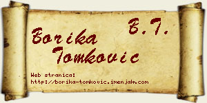 Borika Tomković vizit kartica